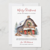 Rustieke Winter Barn Kerstmis Feestdagenkaart (Voorkant)