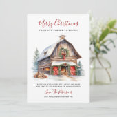 Rustieke Winter Barn Kerstmis Feestdagenkaart (Staand voorkant)