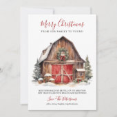 Rustieke Winter Barn Kerstmis Feestdagenkaart (Voorkant)