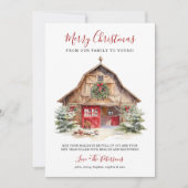 Rustieke Winter Barn Kerstmis Feestdagenkaart (Voorkant)