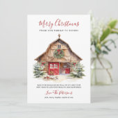 Rustieke Winter Barn Kerstmis Feestdagenkaart (Staand voorkant)