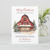 Rustieke Winter Barn Kerstmis Feestdagenkaart (Staand voorkant)