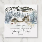 Rustieke Winter Berg Bruiloft Dank u Cadeau Labels (Voorkant)