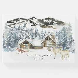 Rustieke Winter Berg Bruiloft Gast Gastenboek