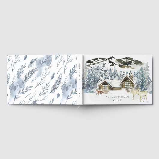 Rustieke Winter Berg Bruiloft Gast Gastenboek (Volledig)