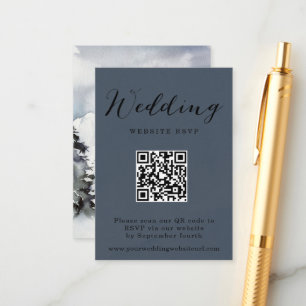 Rustieke Winter Berg QR code Bruiloft Reactie Informatiekaartje