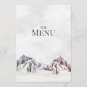 Rustieke Winter Bergbos Bruiloftsmenu Menu (Achterkant)