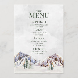 Rustieke Winter Bergbos Bruiloftsmenu Menu