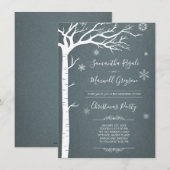 Rustieke Winter Berk Boom Kerstmis Kaart (Voorkant / Achterkant)