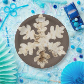 Rustieke winter Berkenhout sneeuwvlok bruin wit Papieren Bordje (Feest)