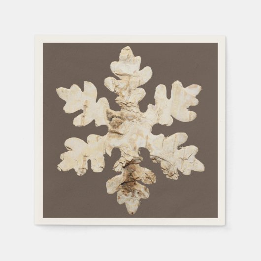 Rustieke winter Berkenhout sneeuwvlok bruin wit Servet (Voorkant)