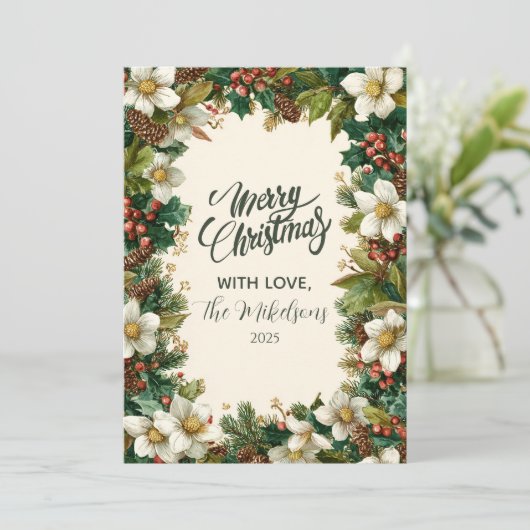 Rustieke Winter Berry Christmas Party Feestdagenkaart (Staand voorkant)