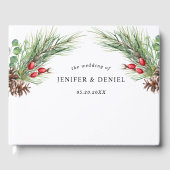 Rustieke Winter Berry Pine Greenery bruiloft Gastenboek (Voorkant)