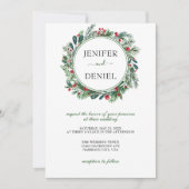 Rustieke Winter Berry Pine Greenery bruiloft Kaart (Voorkant)