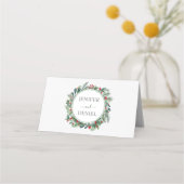 Rustieke Winter Berry Pine Greenery bruiloft Plaatskaartje (Achterkant)