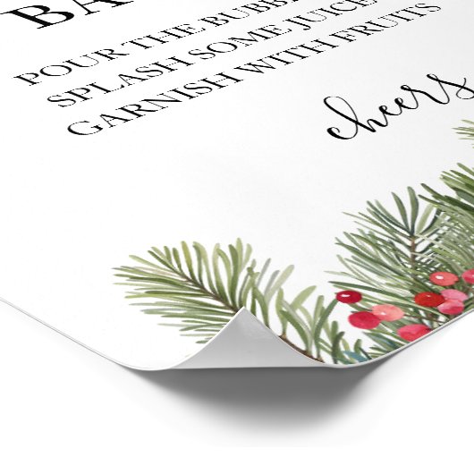 Rustieke Winter Berry Pine Greenery bruiloft Poster (Hoek)
