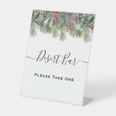 Rustieke Winter Berry Pine Greenery bruiloft Reclamebord Met Voetstuk (Voorkant)