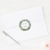 Rustieke Winter Berry Pine Greenery bruiloft Ronde Sticker (Envelop)