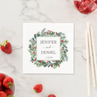Rustieke Winter Berry Pine Greenery bruiloft Servet