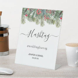 Rustieke Winter Bes Kevergreenery Trouw Reclamebord Met Voetstuk