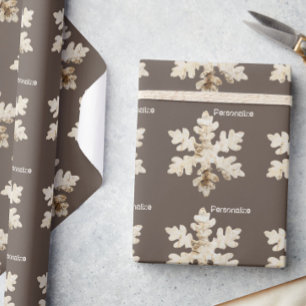 Rustieke winter Birchwood sneeuwvlok bruin wit Cadeaupapier