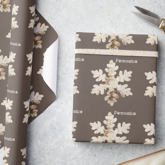 Rustieke winter Birchwood sneeuwvlok bruin wit Cadeaupapier