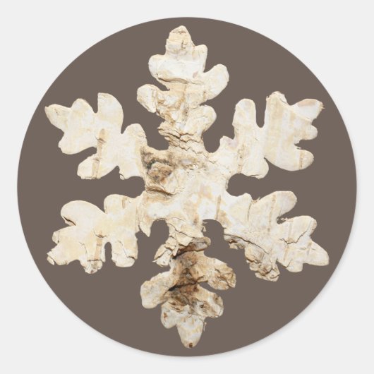 Rustieke winter Birchwood sneeuwvlok bruin wit Ronde Sticker (Voorkant)