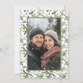 Rustieke Winter Bird & Pine Spray Foto Kerstmis Feestdagenkaart (Achterkant)