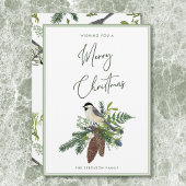 Rustieke Winter Bird & Pine Spray Kerstmis Feestdagenkaart