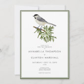 Rustieke Winter Bird & Pine Spray Wedding Kaart (Voorkant)