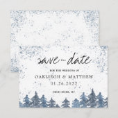 Rustieke Winter Bleke Blauwe Bos Save the Date (Voorkant / Achterkant)