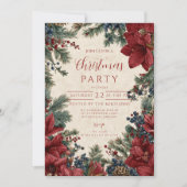 Rustieke Winter Bloemen Kerstbijeenkomst Kaart (Voorkant)