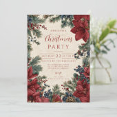 Rustieke Winter Bloemen Kerstbijeenkomst Kaart (Staand voorkant)