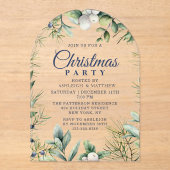 Rustieke Winter Bloemen Kerstfeest Acryl Uitnodigingen (Voorkant)