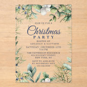 Rustieke Winter Bloemen Kerstfeest Acryl Uitnodigingen (Voorkant)