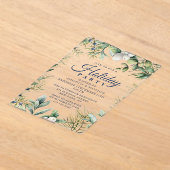 Rustieke Winter Bloemen Kerstvakantie Acryl Uitnodigingen (Laagn)