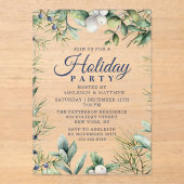 Rustieke Winter Bloemen Kerstvakantie Acryl Uitnodigingen (Voorkant)
