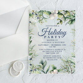 Rustieke Winter Bloemen Kerstvakantie Acryl Uitnodigingen