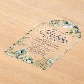 Rustieke Winter Bloemen Kerstvakantie Acryl Uitnodigingen (Laagn)