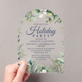 Rustieke Winter Bloemen Kerstvakantie Acryl Uitnodigingen (Insitu (Draagbaar))