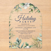 Rustieke Winter Bloemen Kerstvakantie Acryl Uitnodigingen (Voorkant)