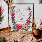 Rustieke Winter Bloemen Waterverf Bruiloft dank u Poster