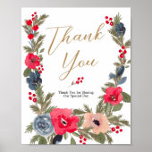 Rustieke Winter Bloemen Waterverf Bruiloft dank u Poster (Voorkant)