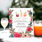 Rustieke Winter Bloemen Waterverf Bruiloft Drink M Poster