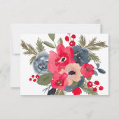 Rustieke Winter Bloemen Waterverf Bruiloft RSVP Kaart (Achterkant)