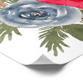 Rustieke Winter Bloemen Waterverf Bruiloft Welkom Poster (Hoek)