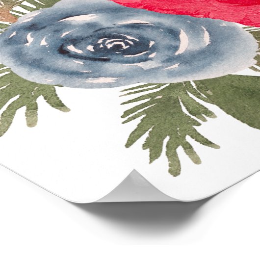 Rustieke Winter Bloemen Waterverf Bruiloft Welkom Poster (Hoek)