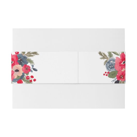 Rustieke Winter Bloemen Waterverf gouden bruiloft Uitnodigingen Wikkel (Achterkant Voorbeeld)