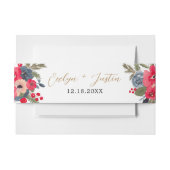 Rustieke Winter Bloemen Waterverf gouden bruiloft Uitnodigingen Wikkel (Voorkant Voorbeeld)