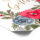 Rustieke Winter Bloemen Waterverf Trouwbord Poster (Hoek)